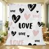 Plush Flannel Throw Blanket Heart Design, Machine Washable Soft Cozy Blanket for Home Office, Ideal Valentine's Day Gift