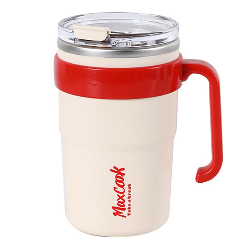 

MAXCOOK 304 Stainless Steel Insulated Coffee Mug with Straw Lid