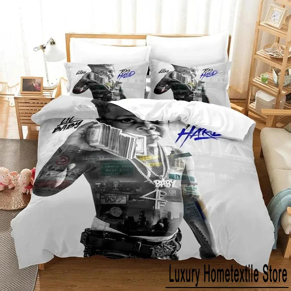 Rapper lil baby Bettwäscheset Jungen Mädchen Einzelbett Queen-Size Bettbezug Kissenbezug Bett Jungen Erwachsene Mode Heimtextilien
