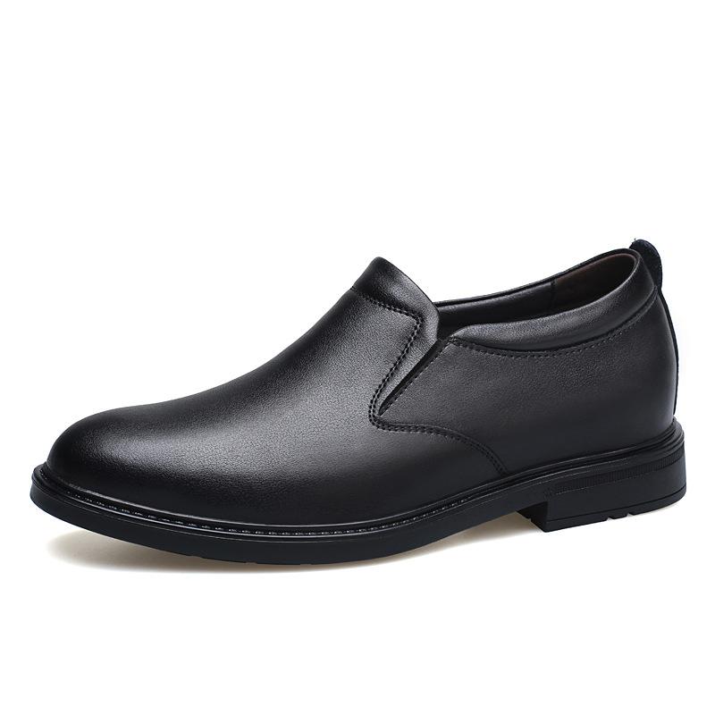 Men Leather Shoes Business Dress Shoes Slip On Invisible Inner Height Increasing Men's Shoes 6/8 CM Wedding Shoes Big Size 36-47