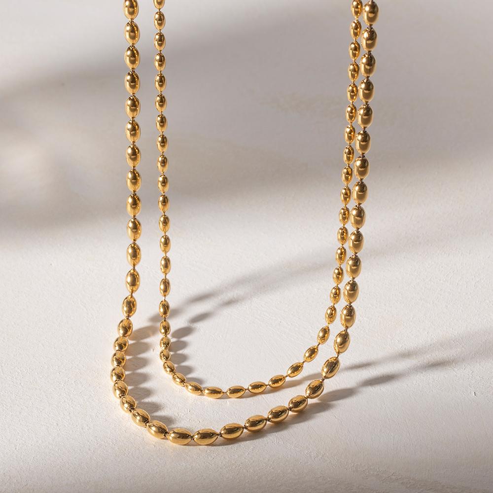 Youthway Fashions Stainless Steel Double Layer Millet Bead Necklace Prevent Allergy Charm Daily Jewelry High Quality Gift