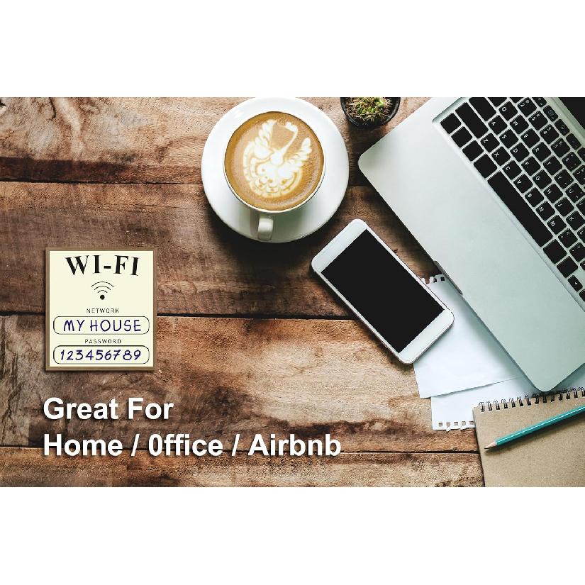 WiFi Sign,2 Pack Magnetic WiFi Password Sign,Airbnb Essentials for Hosts,Guests,Home,Business,Airbnb (4.5 * 5inch,Elegant Design)
