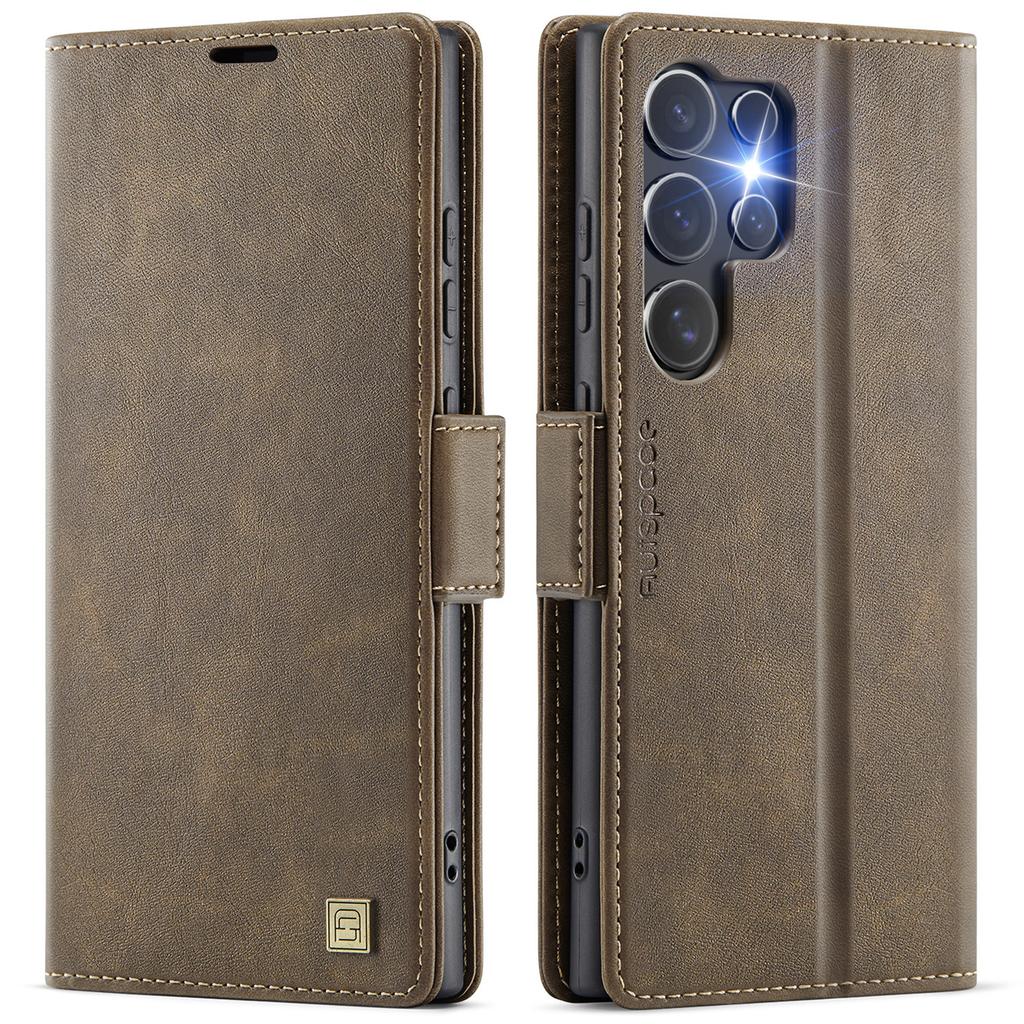 RFID Blocking Flip Wallet Case for Samsung S25 Edge/S25 Ultra/S24 - Premium PU Leather Protective Cover