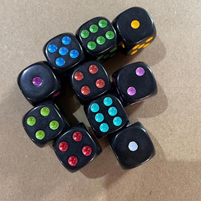 Acrylic 16mm Dices Colorful 6 Sided Dices Cubes with Dots Playings Square Block