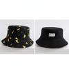 Hot, double-sided bucket hat women's summer sunshade basin hat cartoon print short-brimmed sunscreen damp hat