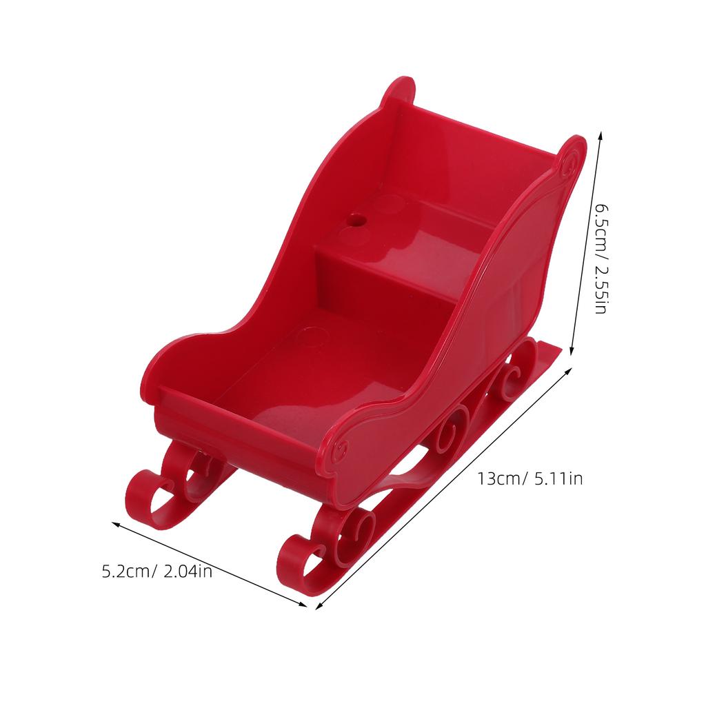 2Pcs Santa Sleigh Candy Bowl Plastic Christmas Desk Decoration Mini Sleigh Tabletop Holiday Mantel Decor Christmas Present Box