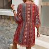 Abito con stampa vintage da donna, alla moda, stile boho, sexy, con scollo a V, a maniche lunghe, ampio, per le donne, abiti estivi per le vacanze, vestiti da donna, nuovi