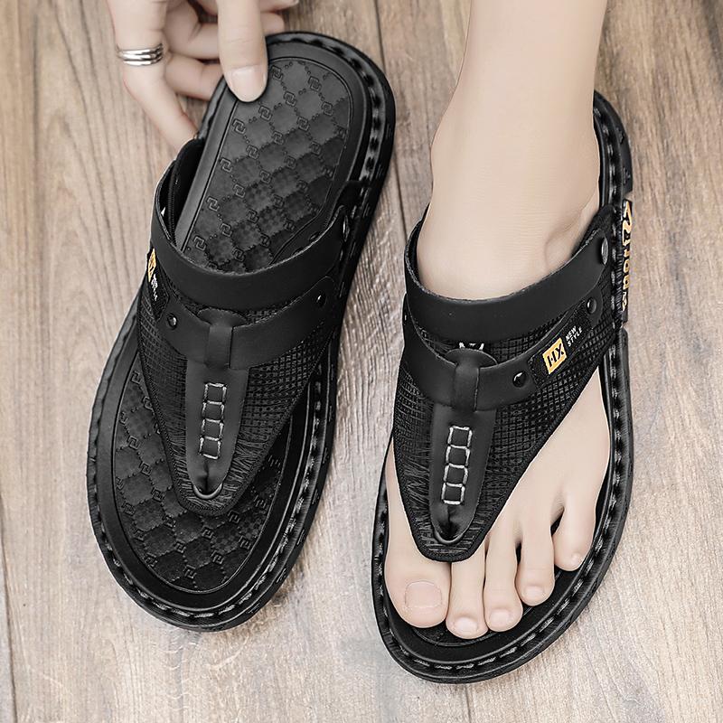 

Fashion Plus Size 46 Men s Sandal Leather Men Stylish Beach Sandals Brand Summer Casual Shoes Men Slippers Sneakers Male Walking Shoes 39 чёрный