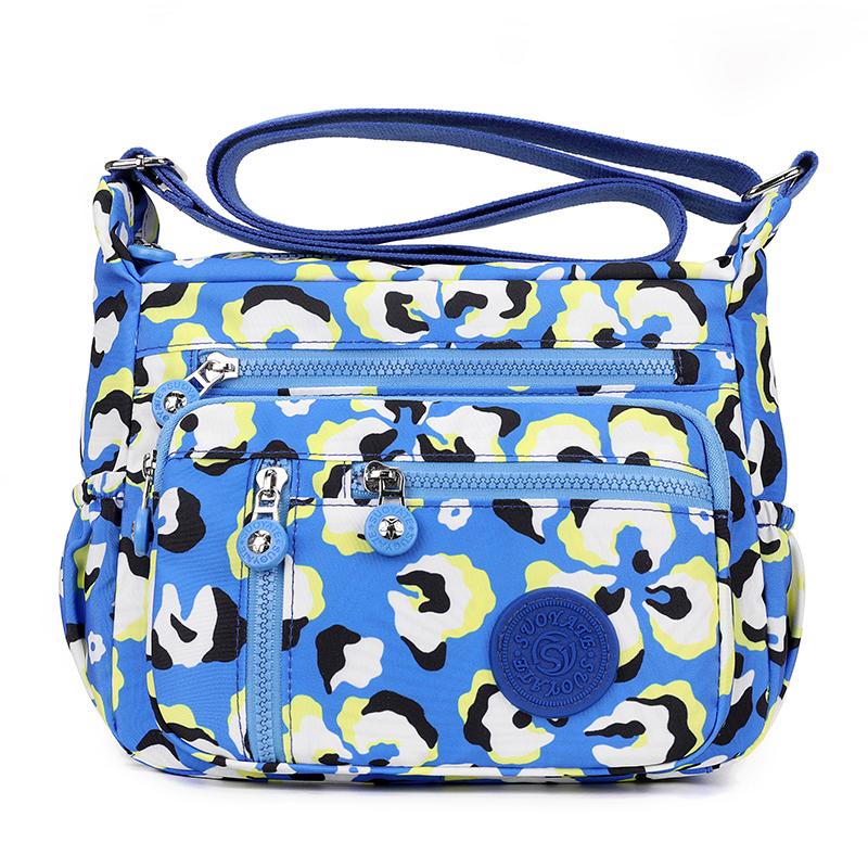 Women's Mobile Phone Bag Printed Nylon Shoulder Bag Crossbody Bag Middle-Aged Mother Bag Small Square Bag