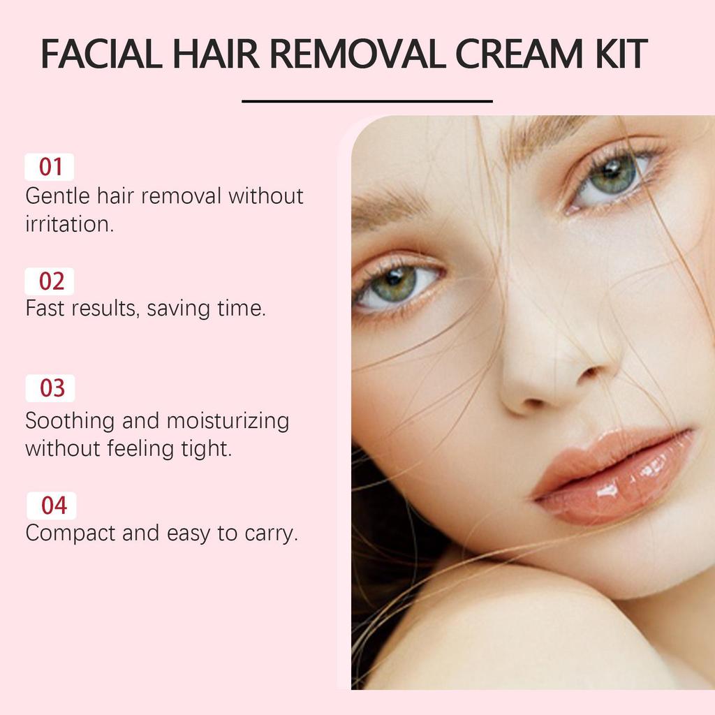 EELHOE Gesichtshaarentfernung & Hautglättungs-Set: Sanfte Enthaarungscreme für feine Gesichts- und Lippenhaare
