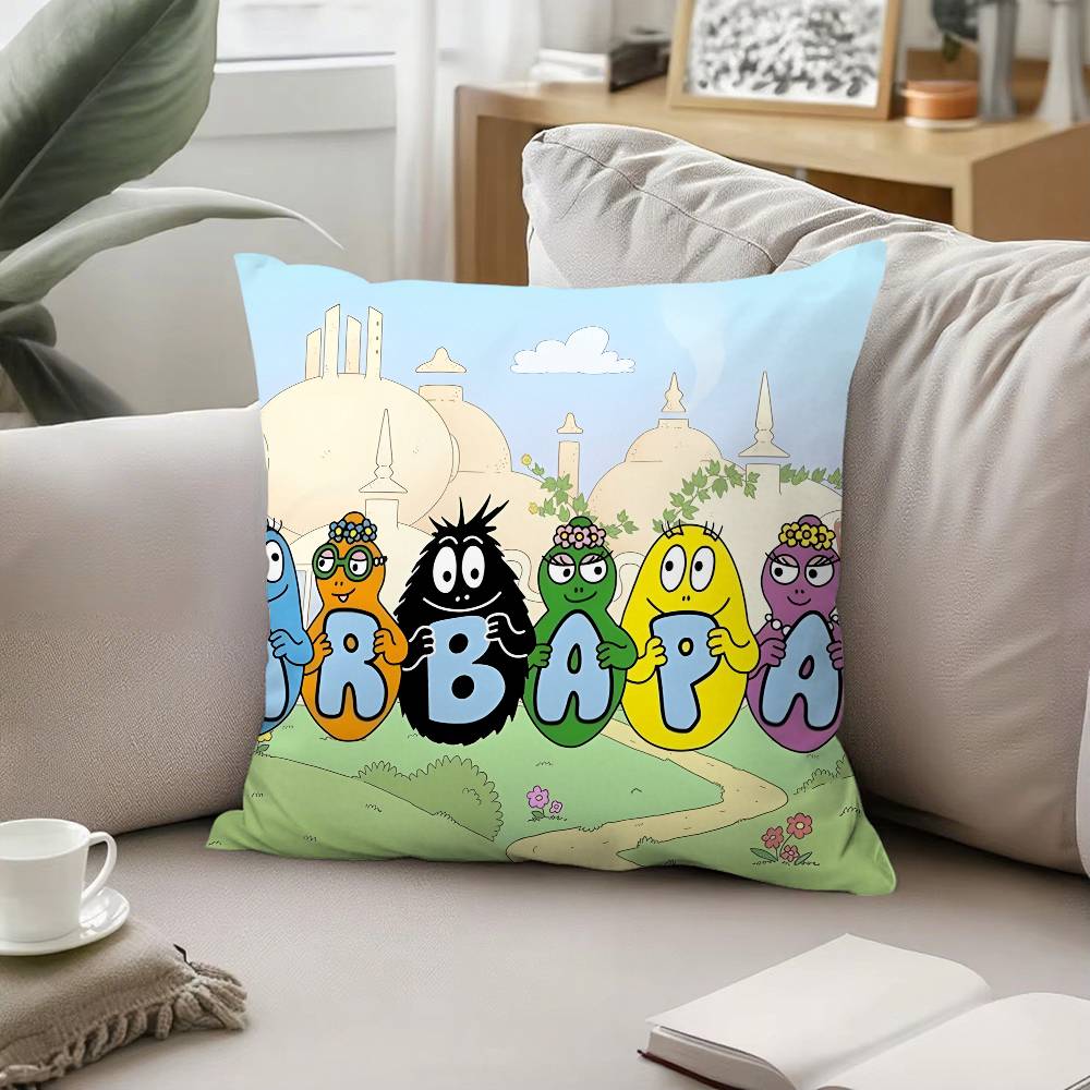 B-BarbapapaS-Cartoon Pillow Case Pattern Printed Pillowcase For Living Room Sofa Cushion Cover & Bedroom Decor