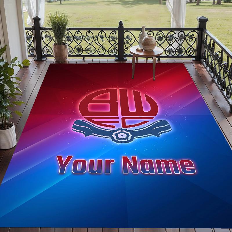 Custom Text Printed Rug Bolton Wanderers FC Non Slip Floor Carpet For Home Room Decor