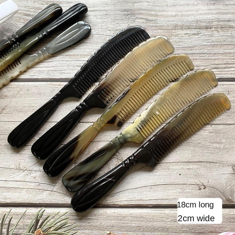 Anti-static Narrow Edge Horn Comb Smooth Scalp Massage Brush Buffalo Horn Massage Comb  Women