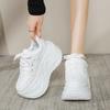 Fashion Fashion Chunky Sneakers Women Autumn Lace Up Platform Sports Shoes Woman 10CM Thick Bottom High Heels Female Leather Sneakers