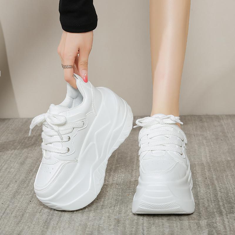 Fashion Thick Sole Tennis Women Sneakers Casual Lace Up Wedge Dad Shoes Outdoor Fashion Sports Keep Warm Optional Velvet Lining Sneaker