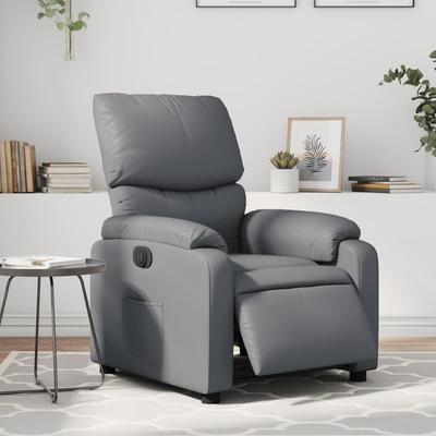 Vidaxl Electric Recliner Armchair, Grey, Upholstered with Faux Leather