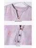 Retro Artistic Ramie Print Qipao Dress – V-neck, Short Sleeve, Mid-Length, Chinese Style for Summer