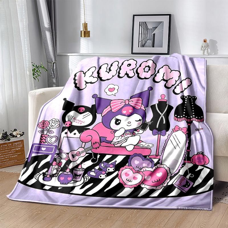 1pc Kuromi's Cozy Corner Blanket, Seasonal Home Decorative Throw for Room, Cute Gift Idea, Living Room, Travel, Camping, Car Blankets, Beach, Office N