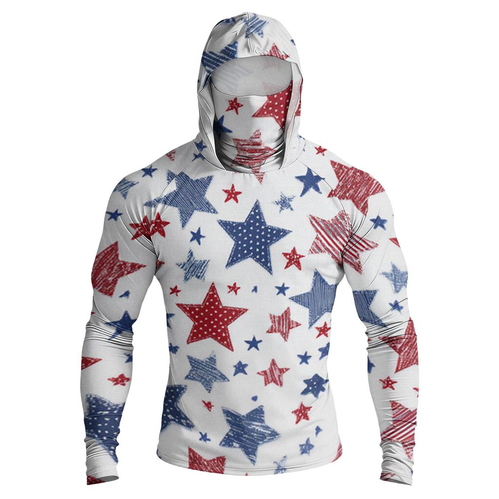 Men's Casual Raglan Sleeve Hoodie Long Sleeve Sun Protection Shirt Lightweight Breathable Fabric with Graphic Print for Outdoor Sports