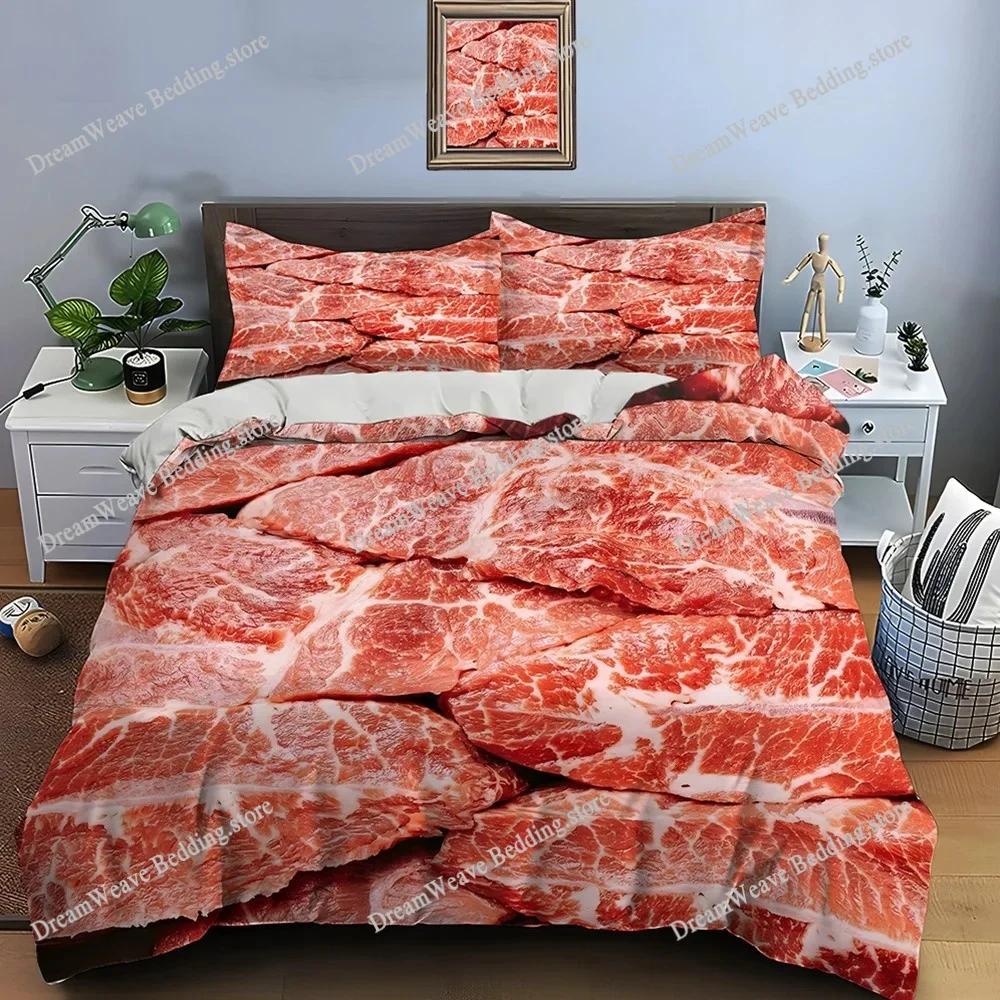 HD Meat Bacon Food Print Bedding Set Duvet Cover Adult and Children Bedding Set Luxury for Luxury Gifts Home Textileextile