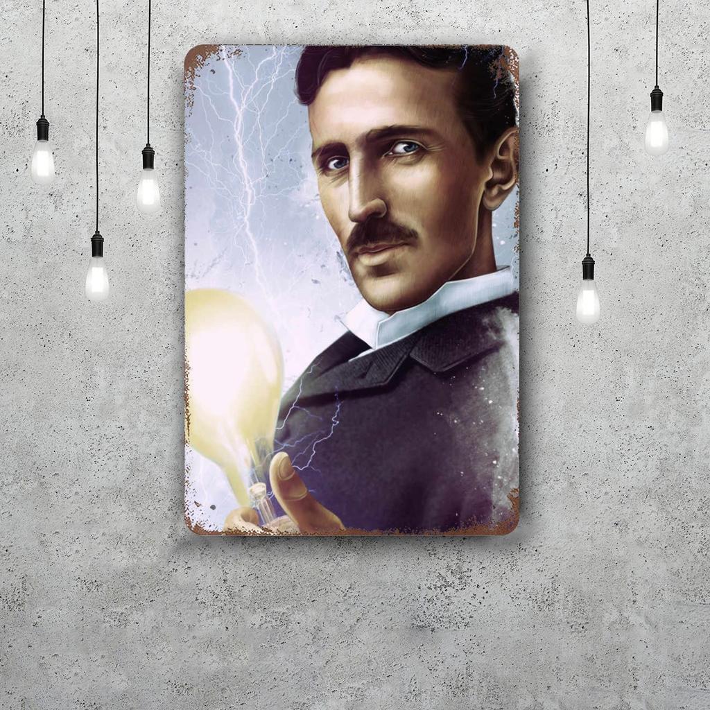 Nikola Tesla Vintage Tin Sign Home Decor Wall Decor Art Wall Mural Room Decoration Decor Retro Metal Sign Plate Bar Posters