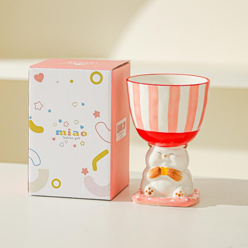 Cartoon Cute Birthday Gift Hand Painted Goblet Ice Cream Cup Creative Dessert Cup Cake Cup Ceramic Cup Aromatherapy Table
