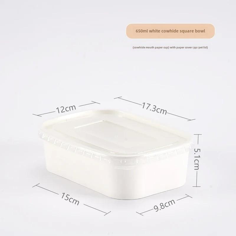 25pcs Food Grade Disposable Kraft Paper Lunch Box Rectangular Takeout Paper Bento Box Light Salad Lunch Box
