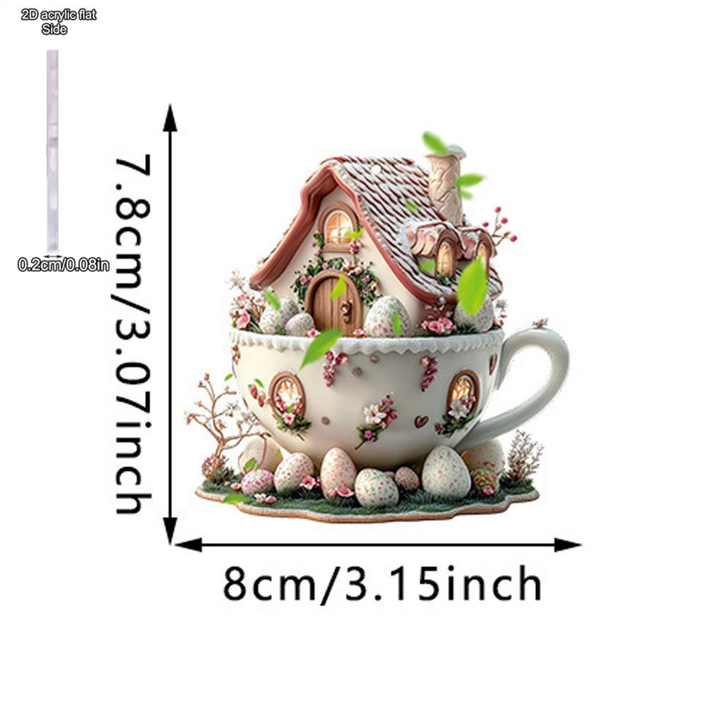 Christmas Coffee Cup Ornaments Coffee Mug Decorative Tree Hanging 2025 Xmas Navidad 2026 New Year Easter Bunny Party Supplies