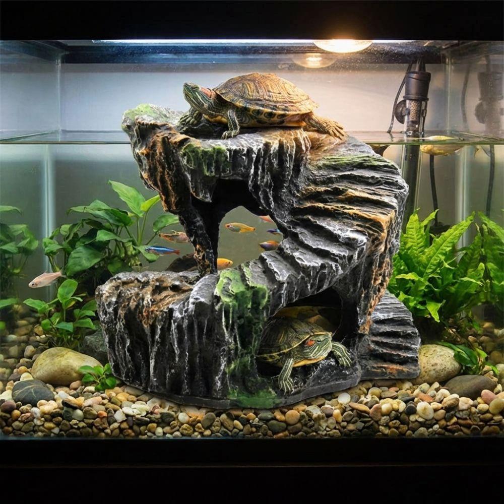 Harzschildkröten Sonnenplattform Stabile Schildkröten Kletterplattform Unterschlupf Höhle Aquarium Dekoration