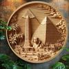 Vintage plechová cedule Egyptská pyramida Umění Zvířecí dekorace Kovové nástěnné umění