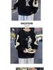 Men’s Trendy Colorblock Patchwork Hoodie – Spring/Autumn, Loose Fit, Plus Size, Round Neck, Long Sleeve Printed Top