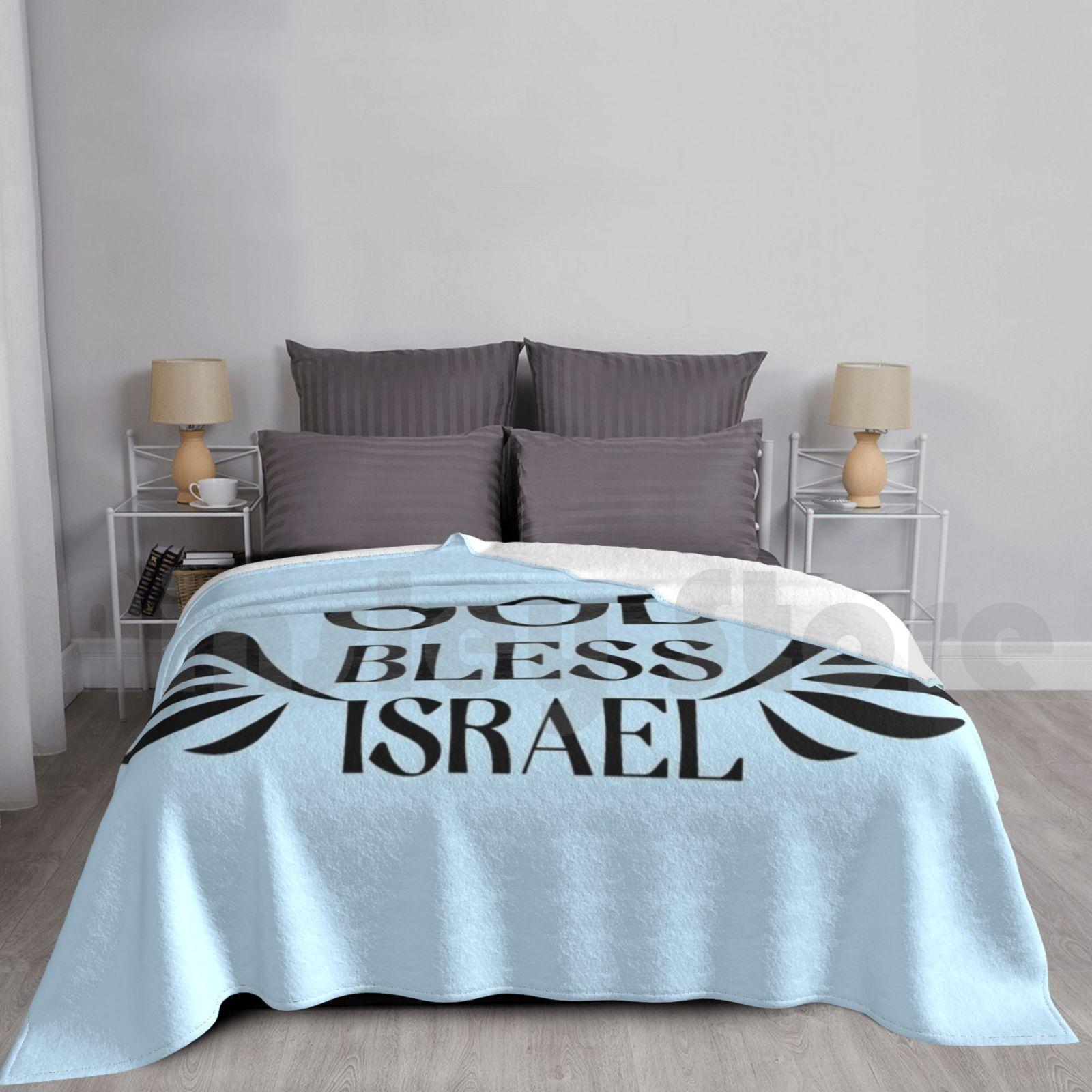Blanket God Bless Israel , Black Logo 1394 God Bless Israel Wing Izrael Zion Zionizem Angel Size: 75*100cm, Weight: 230 GSM