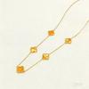 Collana a Quattro Foglioline e Cinque Fiori Double-sided in Acciaio al Titanio - Choker di Lusso Premium da Donna