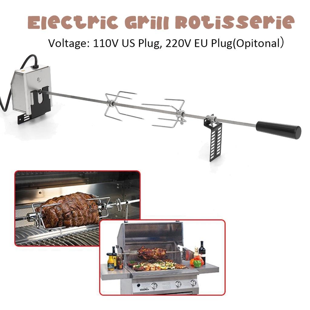 110V/220V Velký nerezový gril Rotační rožeň Rošt na prase/kuře Motorová sada 4W