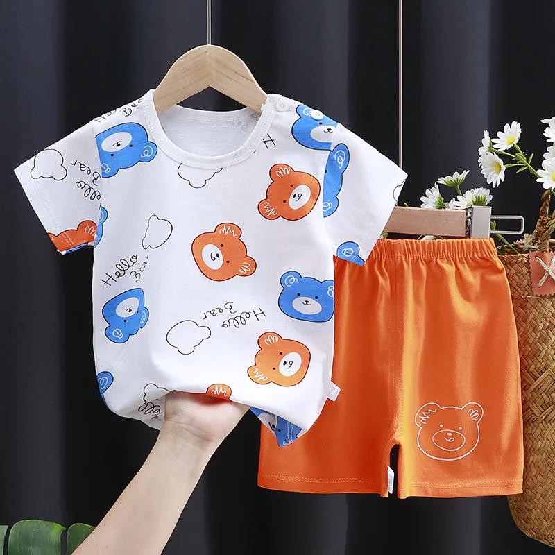 Kids Clothes Set Baby Boy Girl T-Shirt + Shorts Summer Clothing Cotton Cartoon Casual Boys Tracksuit Children Baby Clothes Set