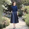 2025 Chinese-Style Two-Piece Set: Knitted Sweater & Midi Skirt for Middle-Aged Women