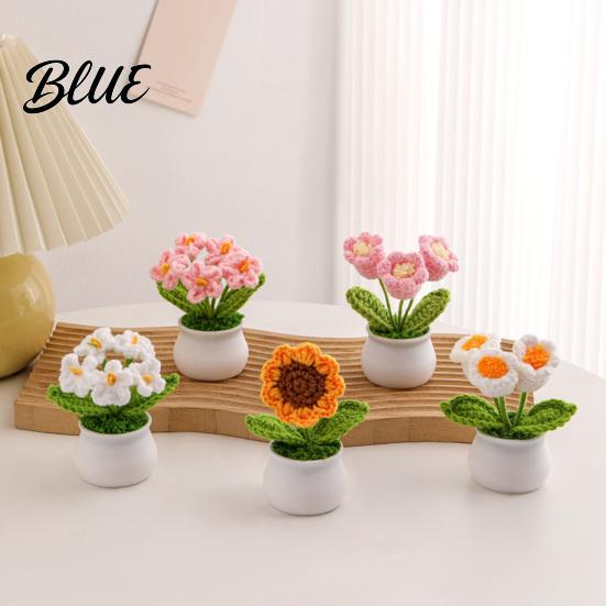 Mini Yarn Potted Plants Handmade Crochet Flower Decoration, Knit Artificial Sunflower Desktop Decor Decor, Gift for Women, Mom, Teacher, Friend,