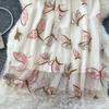 Summer Women Sequined Embroidery Dragonflies Mesh Skirt