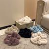 Fashion Fairy Girls Fur Pantuflas Women Big Size 42/43 Shoes Winter White Wool Slides Home Flats Platform Loafers Buckle Strap Sandals