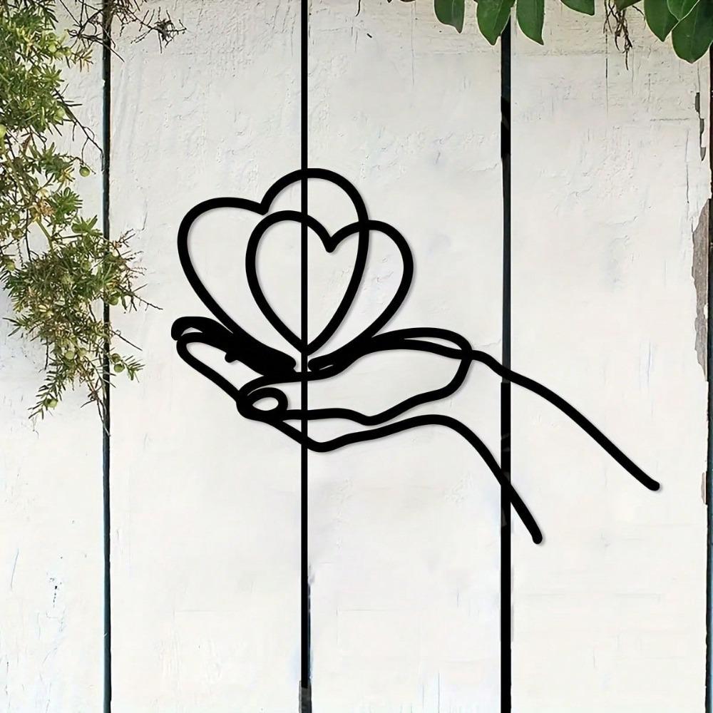 1 st KÄRLEK Metallkonst Väggdekor, Det Är En Metallväggskulptur För Par Och Även En Hjärtformad Metallmural Väggdekor. Lämplig för hemmet