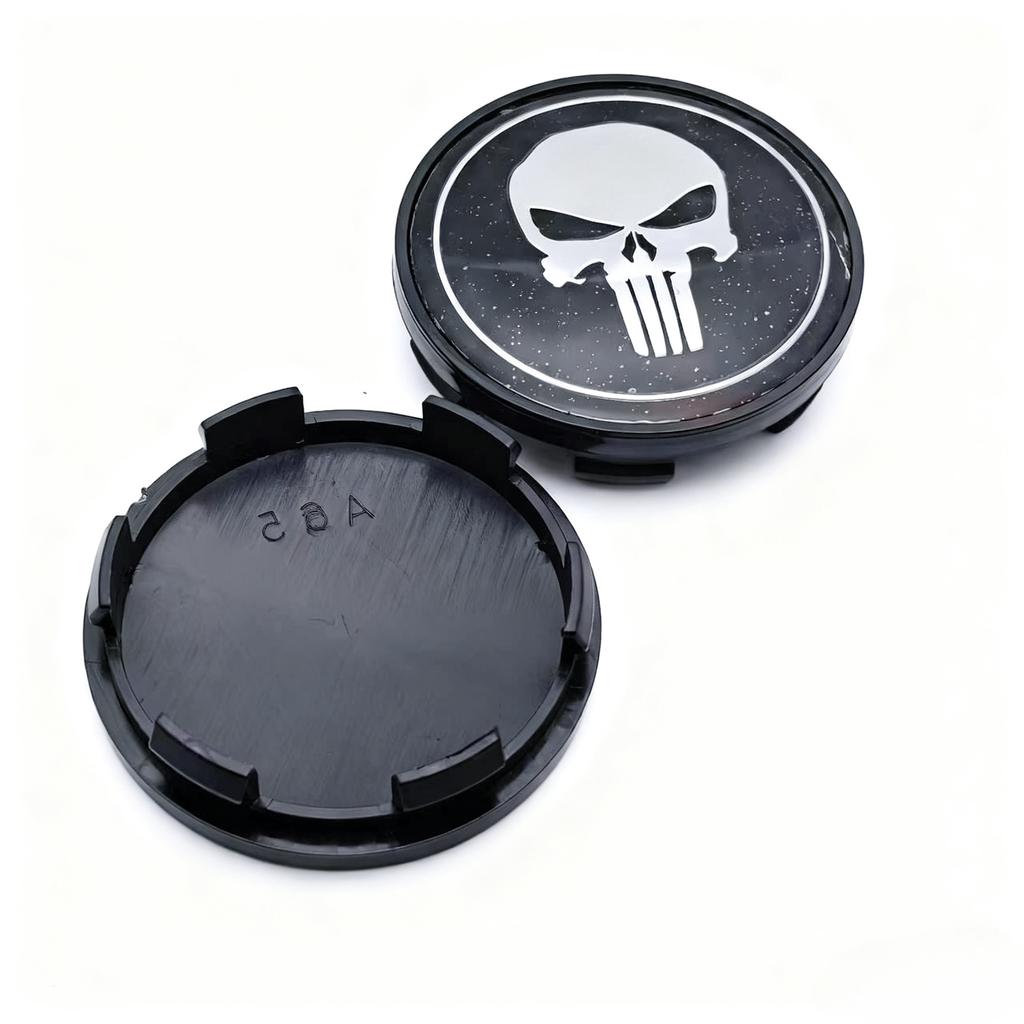 4pcs Skull Logo Emblem Car Wheel Center Caps 65MM Clips 59MM Rim Hubcaps Cover Skulls Badge Wheels Hub Dust Cap Car Accessories