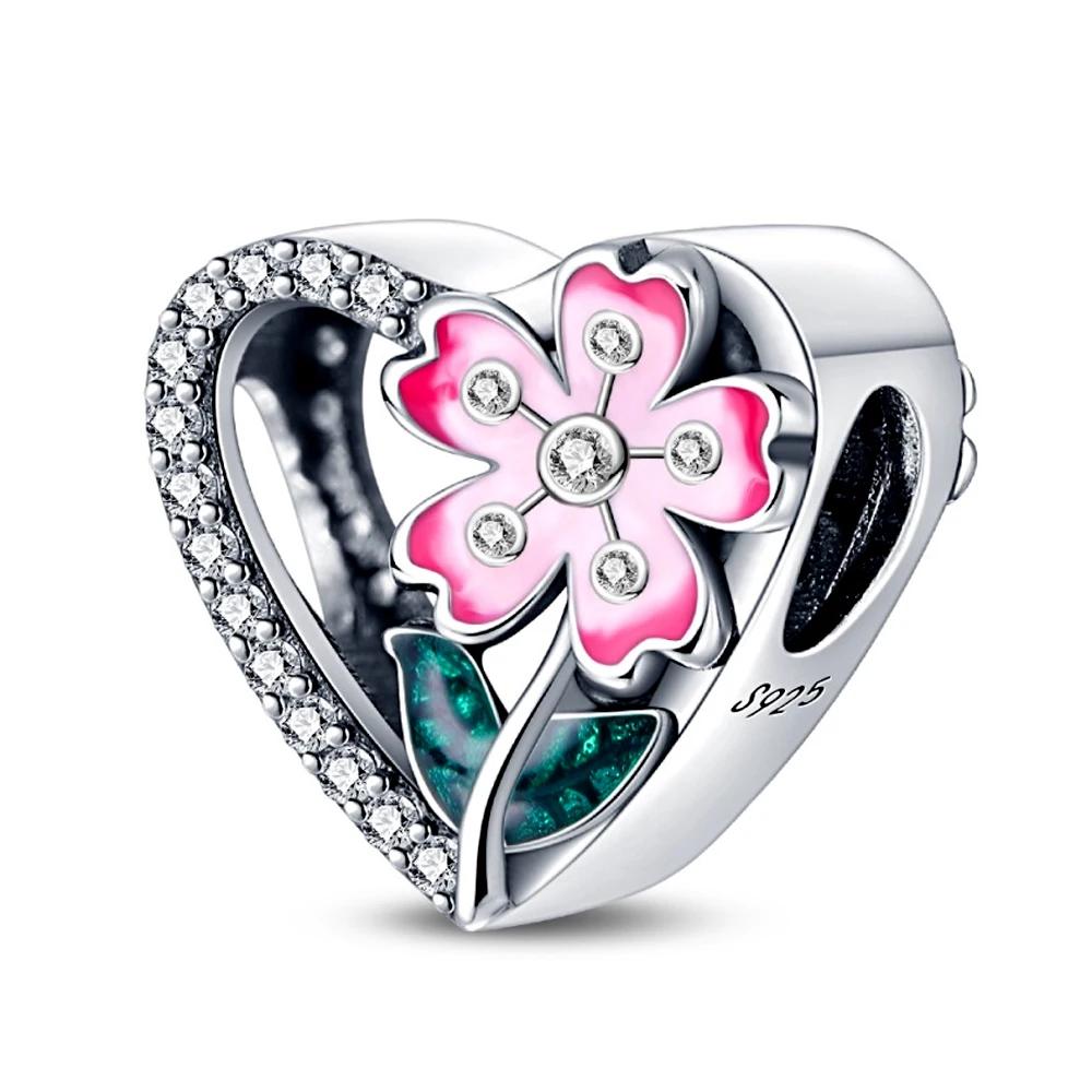 Copper Cherry Blossom Series Flowers Fit Original Women'S Bracelet Diy Making Fine Jewelry Gifts