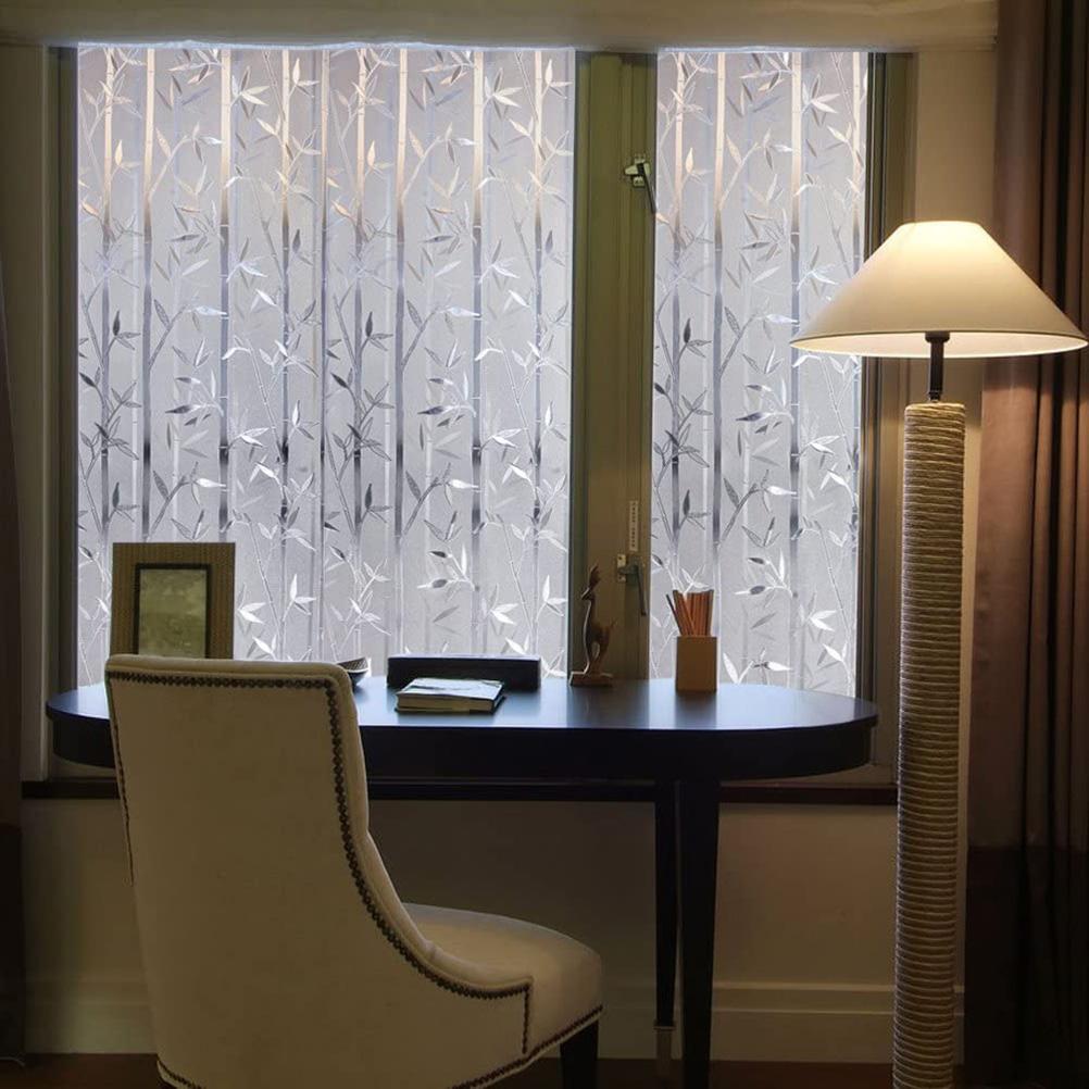 Bambusová okenní fólie, vitrážová fólie, matná okenní samolepka, dekorativní okenní přilnavost bez lepidla