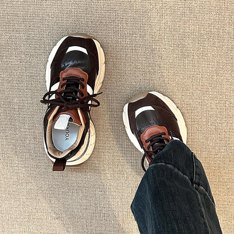 Fashion versatile retro color matching splicing sports dad shoes women's 2025 autumn and winter new casual shoes running shoes trendy shoes