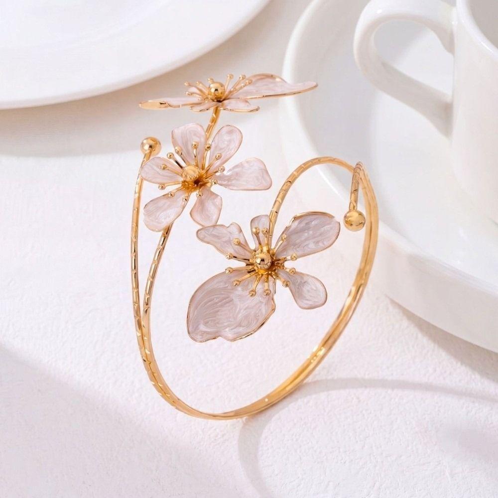 Retro Blumenarmband Verstellbares Florales Armband Modeaccessoires Offener Armreif Party