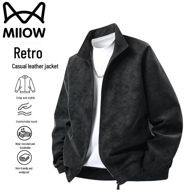 

Mao Ren Men s American Retro Stand-Up Collar Casual Jacket 4XL