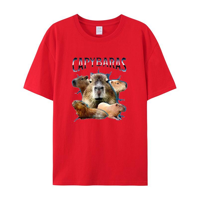 Fun Hamster Printed Men's T-Shirt Summer Vintage Kawaii Men's Women's Surfing Beach T-Shirt Unisex Breathable Casual Top