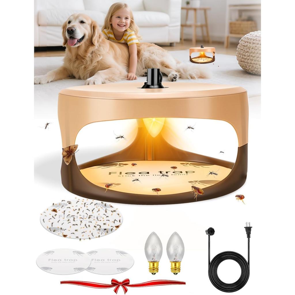 Flea Traps for Inside Your Home,New Bed Bug Trap with Light Refills and Sticky Pads,Electronic Fly Gnat Traps Indoor,Sticky Flea Bombs