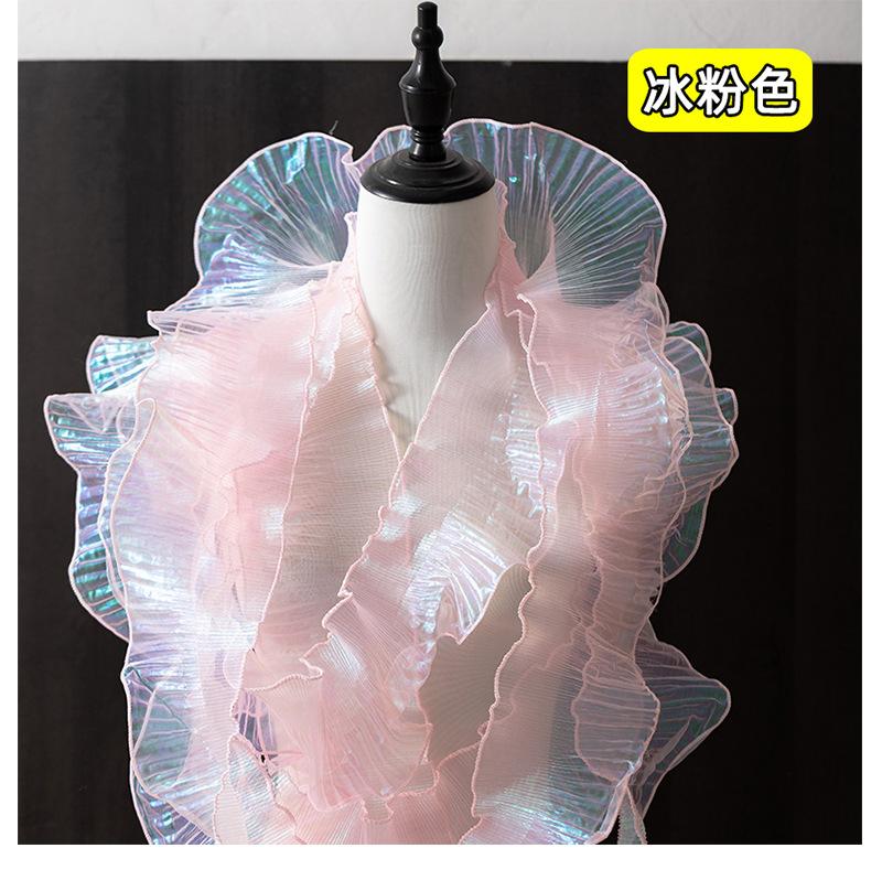 Mermaid Style Colorful Mesh Lace Trim 12CM Width 91CM Length Decorative Ruffled Edge Fabric for Sewing Crafts and Garment Embellishment