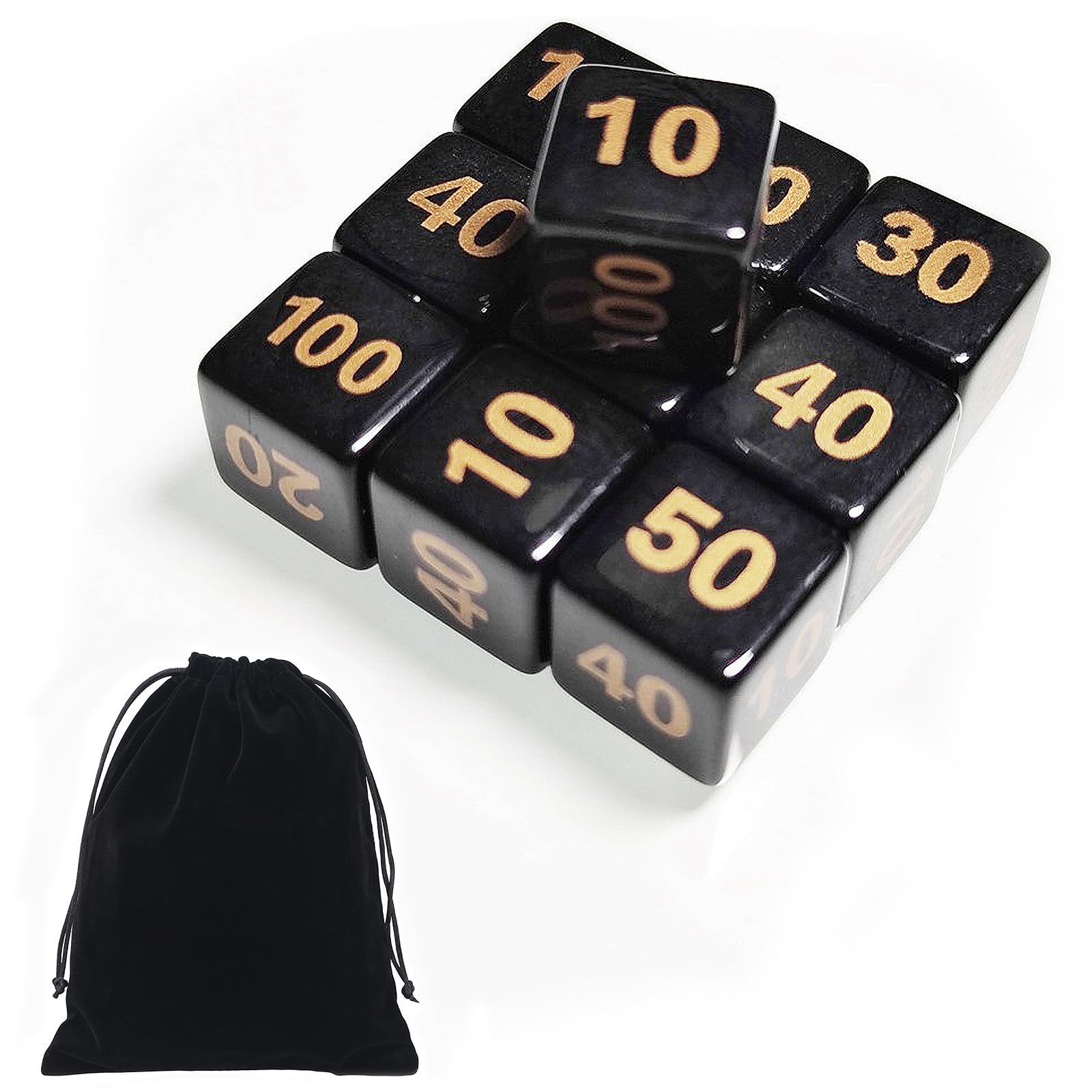 

LIANHATA Damage Counter 10-Piece Dice Set for Pokémon Cards Storage Bag Case 6-Sided Tabletop Games